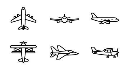 Airplane Icons Set, Aviation Vector Graphics, Aircraft Symbols Collection © Image World