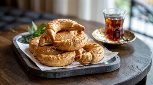 The national dish of Iraqi cuisine. 
Sambusak with cheese (Sambusak bi-Jibn / Sambusek) are the most popular Iraqi pies made of crispy dough, which are most often shaped into half moons.