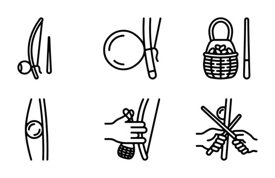 Capoeira Icons Set, Brazilian Martial Art Symbols, Cultural Dance Elements
