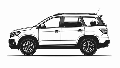 Fototapeta premium Side View of a White SUV.