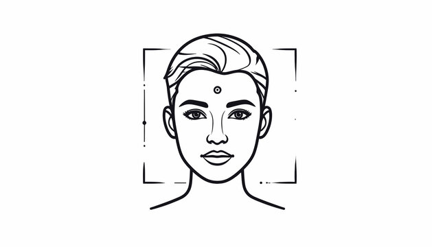 Woman face with bindi dot forehead.