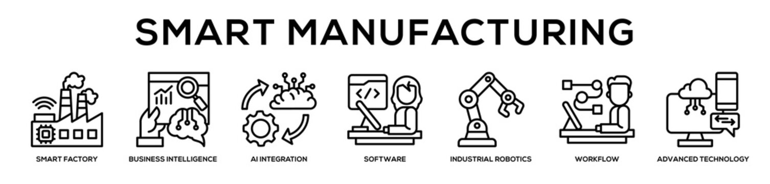 Smart Manufacturing web banner icon illustration concept