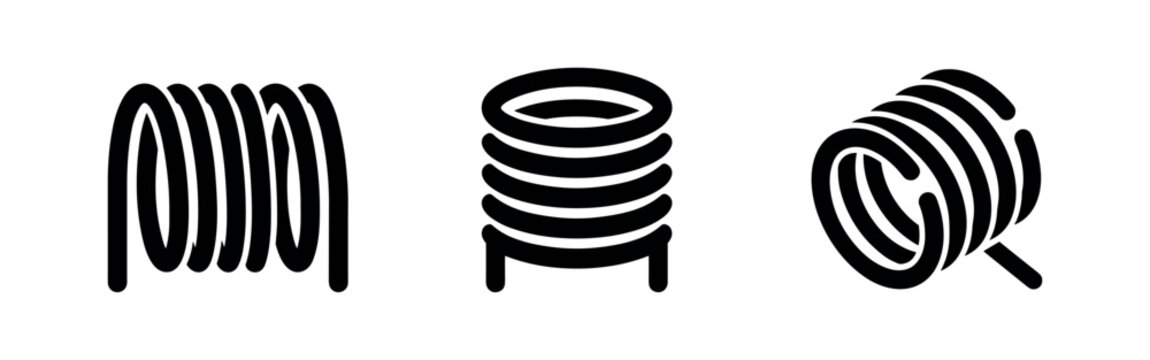 Metal Coil and Spring Icons Set for Engineering and Electronics