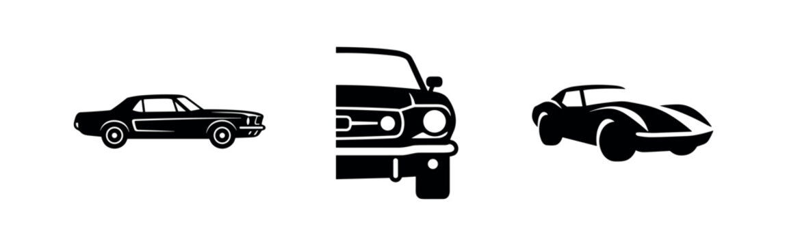 Classic and Sports Car Icons Set for Automotive and Transportation