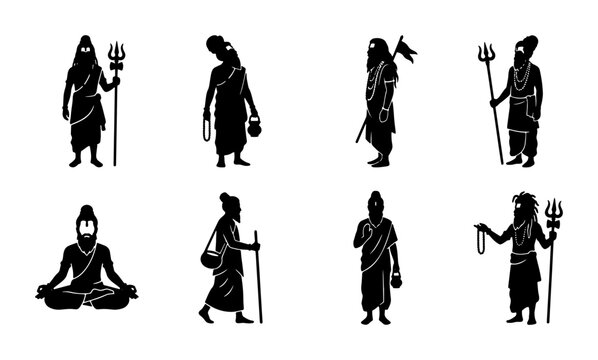 Indian Sadhus Collection, Ascetic Figures, Spiritual Men, Religious Icons