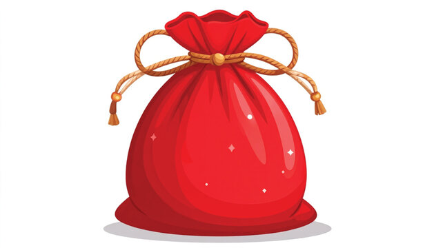 Red gift bag with gold tie.