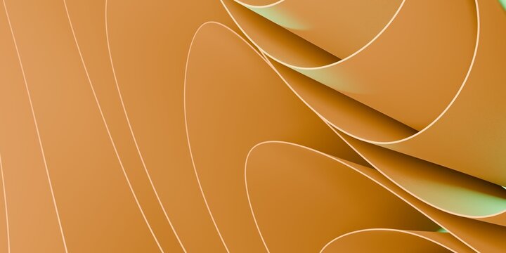 Abstract Orange Flowing Curves With Layered Geometry For Modern Background Design