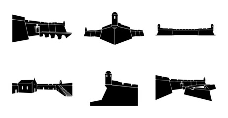 Obraz premium Fortification Silhouettes, Castle Walls, Military Architecture Collection