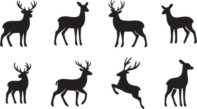 set of deer silhouettes