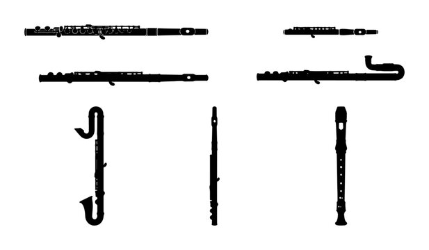 Woodwind Instruments Collection, Musical Ensemble Vector Icons, Classic Orchestra Elements