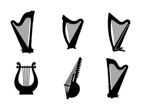 Vector Harp Collection: Musical Instruments, String Instruments, Lyre, Kithara