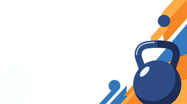 Kettlebell workout promo banner with abstract geometric shapes and copy space