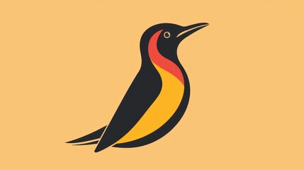 Fototapeta premium Profile view of a stylized woodpecker