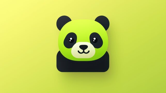 Cute lime green panda head graphic design, flat style