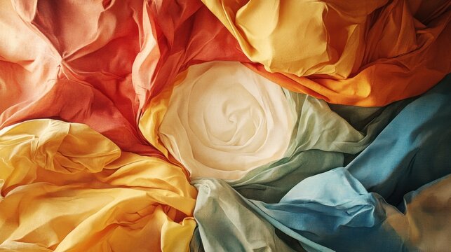 Abstract Colorful Fabric Swirl: A Symphony of Textures and Hues