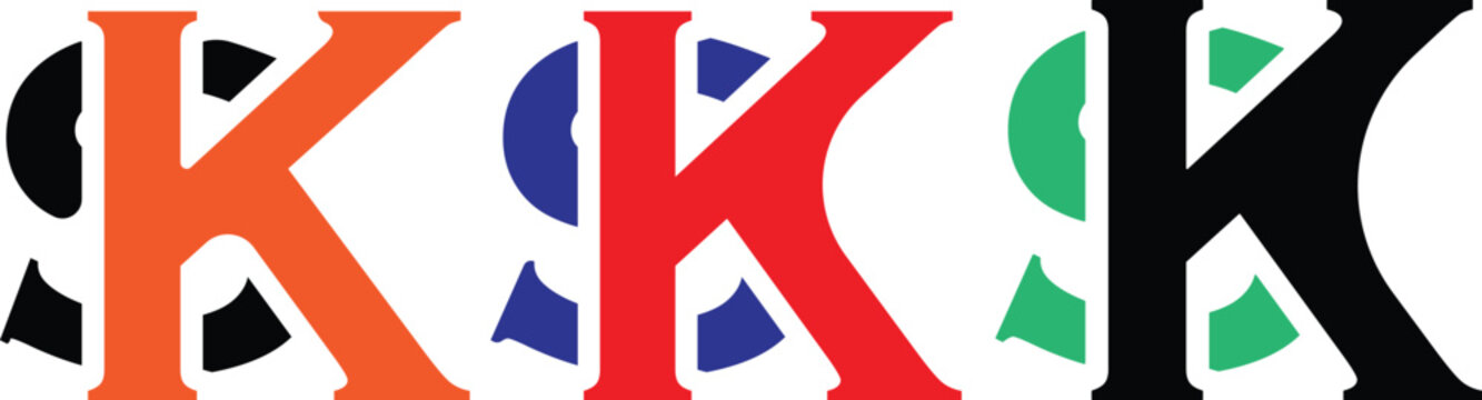 Vibrant digital vector graphic illustration featuring overlapping letter k and s shapes arranged in a creative colorful pattern on transparent background