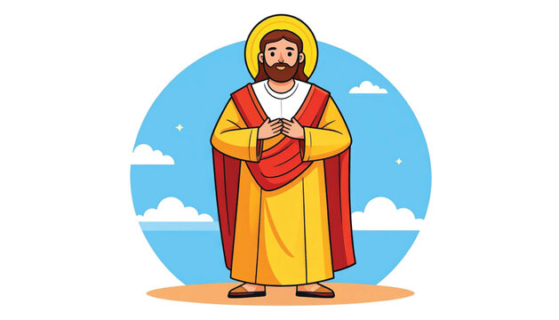 Man wearing yellow robe and headscarf.