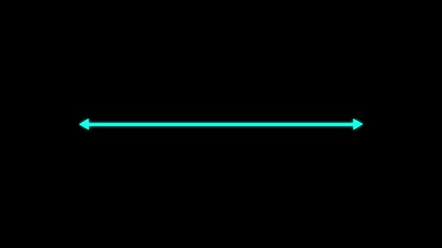 Neon cyan double-headed arrow animation on black background, for ui glowing
