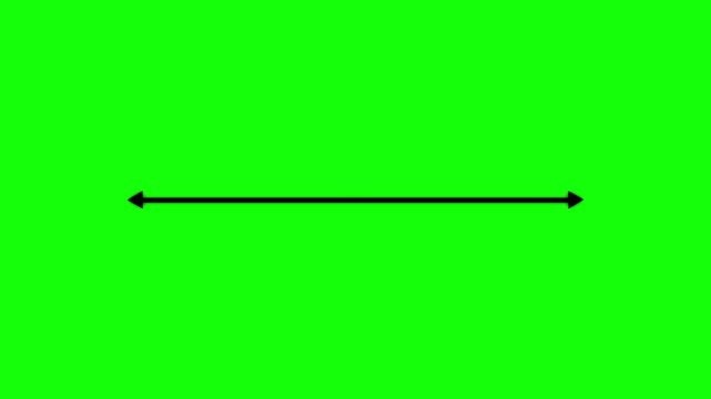 Horizontal double-headed arrow animation on green screen chroma key background direction