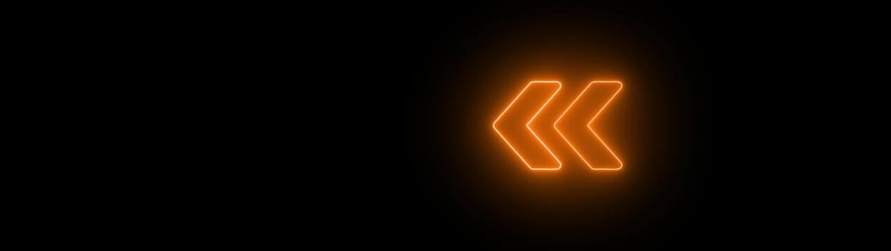 Neon orange glowing arrows animation sequence on black background, for ui and, motion direction