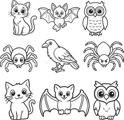 Fototapeta premium Cute cartoon animals with big expressive eyes