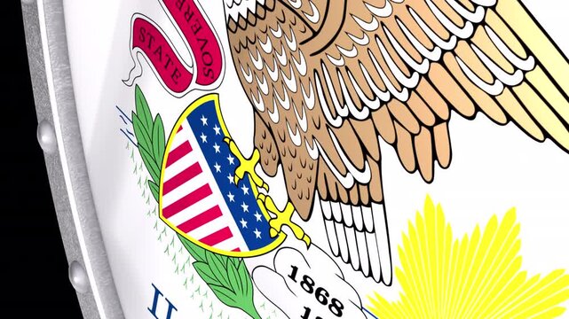 Metallic Shield Transitions with the Flag of State of Illinois of United States of America