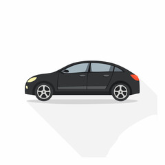 Fototapeta premium Side view of a black sedan car.