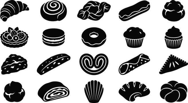 Bakery and French Pastries Vector Icon Set