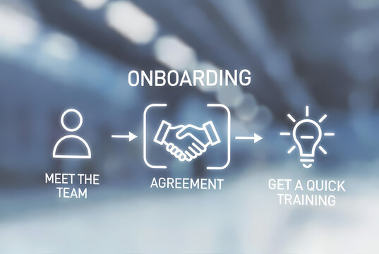 A business onboarding process with a handshake agreement and training