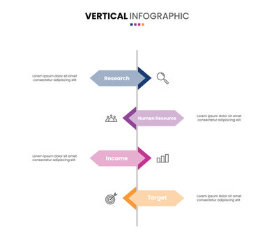 Vertical timeline infographic milestone 4 options, step, process presentation template