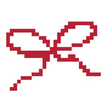 Red ribbon bow for gift decoration pixel art