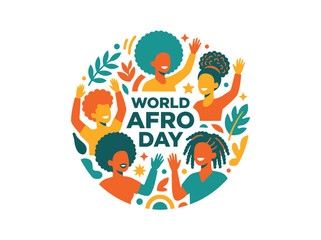 Fototapeta premium Colorful Vector Illustration for World Afro Day Featuring Diverse People Celebrating Afro Hairstyles and Cultural Pride