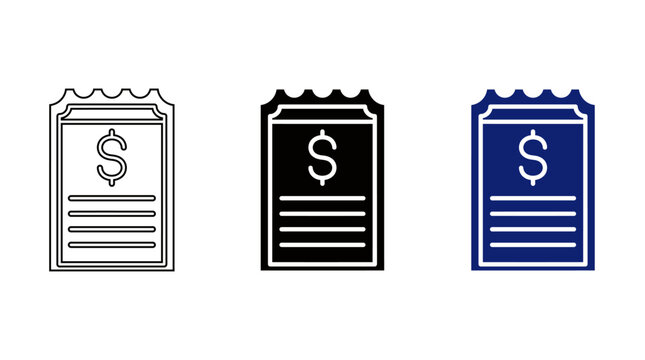 Financial invoice and billing receipt icon set vector illustration