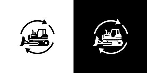 Bulldozer Heavy Equipment with Circular Arrows Icon for Construction Process © nizar