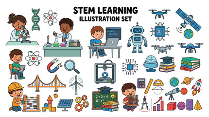 illustration set of stem learning  © sadia