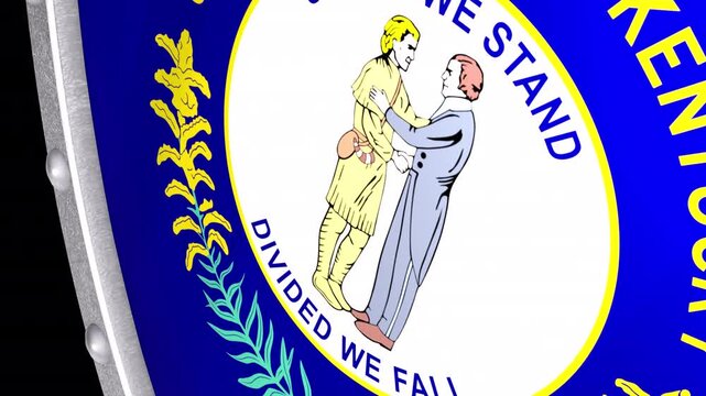 Metallic Shield Transitions with the Flag of State of Kentucky of United States of America