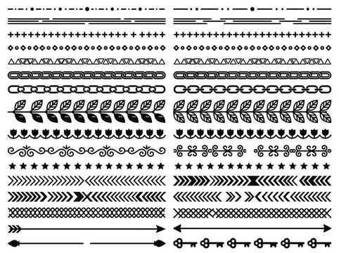 Assorted decorative patterns featuring geometric shapes and tribal designs.