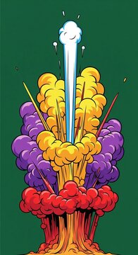 Colorful Comic Explosion Burst With Smoke Clouds Vector Illustration