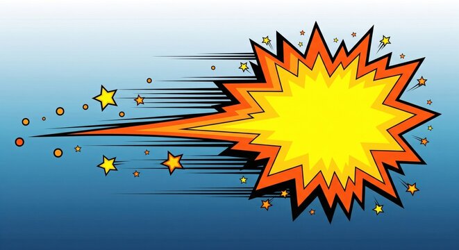 Comic Explosion Burst With Speed Lines and Stars Vector Illustration