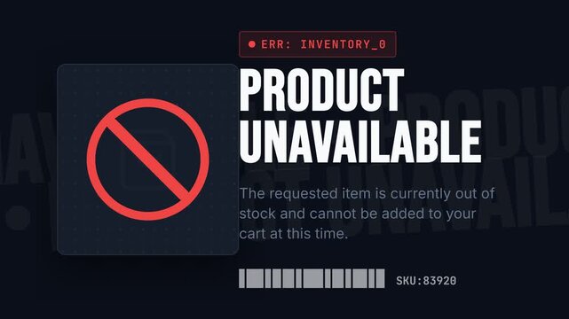 Product unavailable notice graphic design.