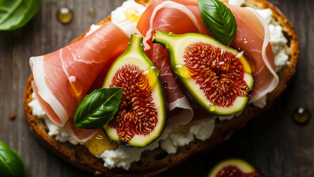 Gourmet Fig Bruschetta with Prosciutto and Ricotta Cheese