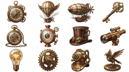 Steampunk Collection of Vintage Mechanical Objects and Inventions. © Buyer