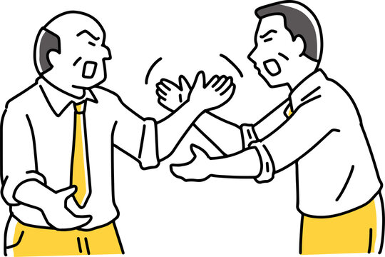 身振り手振りを交えて口論する会社員