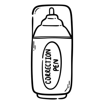 Correction Pen Hand Drawn Doodle Black Line Art