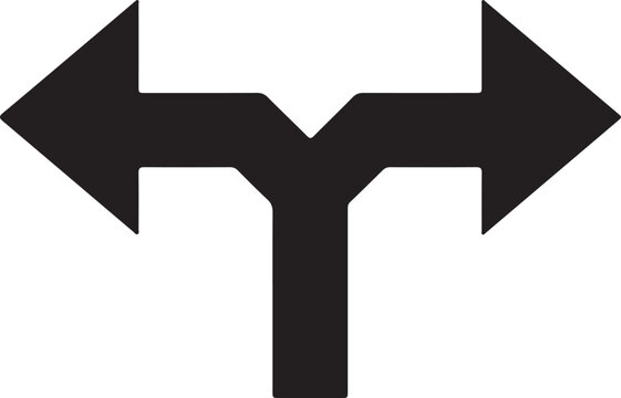 Black split arrow symbol directional choice icon for decision making