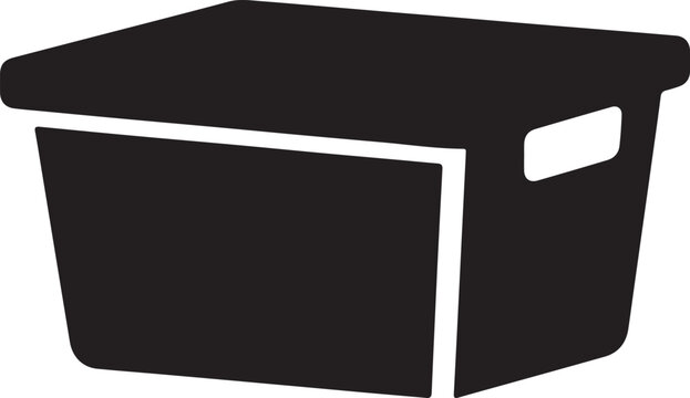 Black plastic storage bin with handle