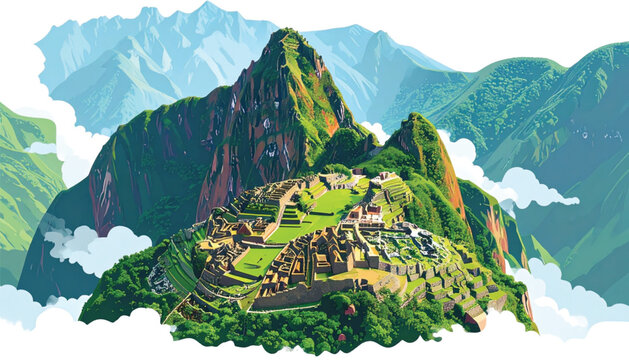 Machu Picchu Ancient Inca City Ruins.