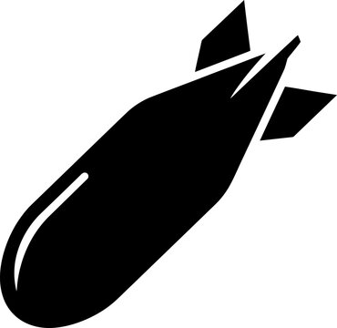 Aerial Bomb Icon in Black Silhouette Military Explosive Weapon Symbol Isolated on White Background