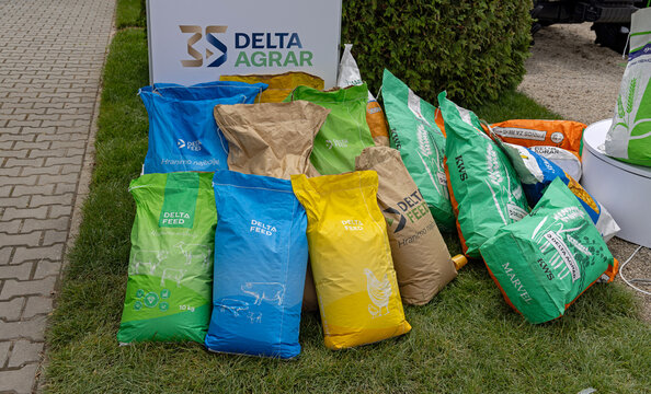 Large Sacks With Animal Feed Delta Agrar at Agricultural  Fair