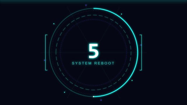 Digital Countdown Timer with System Reboot Text Interface Animation